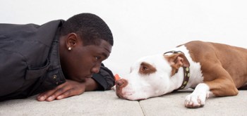 Young man and a dog