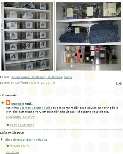 pictures of a client’s “miracle closet” reorganized