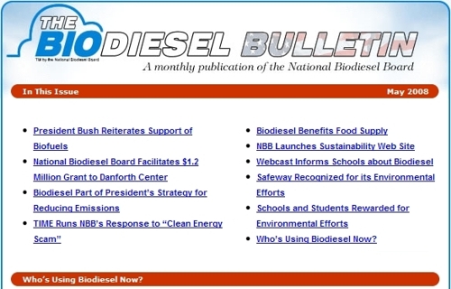 The Biodiesel Bulletin Topics, May 2008