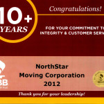 Certificate from the BBB Congratulating us on over 10 years of excellent standing!