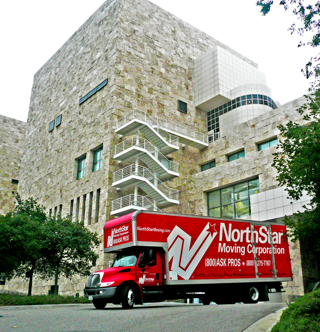 NorthStar Moving Company truck at the Getty Center during one of the Getty Research Institute moves