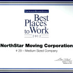 The Best Places To Work Award for 2012.  NorthStar Moving Company ranked #29